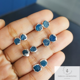 Raw Neon Apatite Earrings, Electroplated Earrings, Rough Gemstone Earring, Silver Plated Stud, Apatite Stud Earrings, Bohemian Stud Earrings